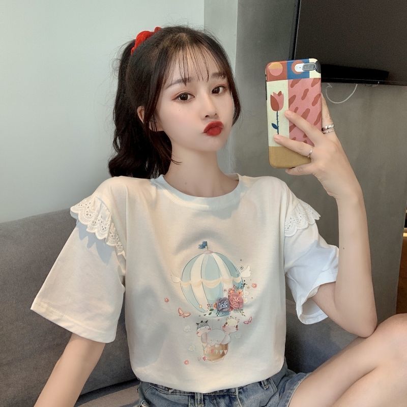 Ecobloom Mart Summer Korean Lace Stitching Shirt