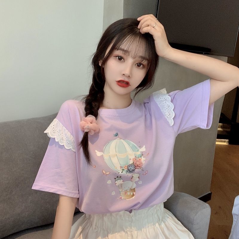 Ecobloom Mart Summer Korean Lace Stitching Shirt